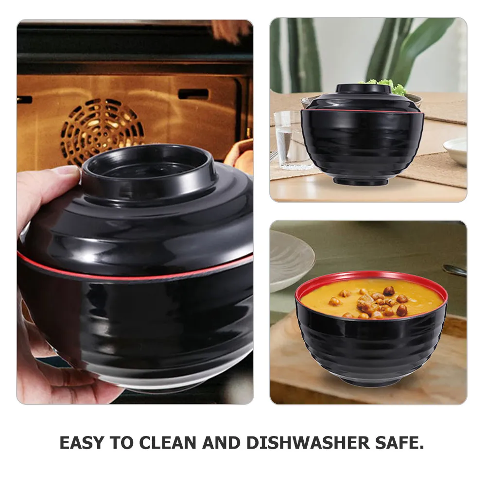 Sturdy Melamine Japanese Style Soup Bowl 900 Ml Easy Clean Elegant Rice Bowl for Daily Dining Asian Kitchen Accessories