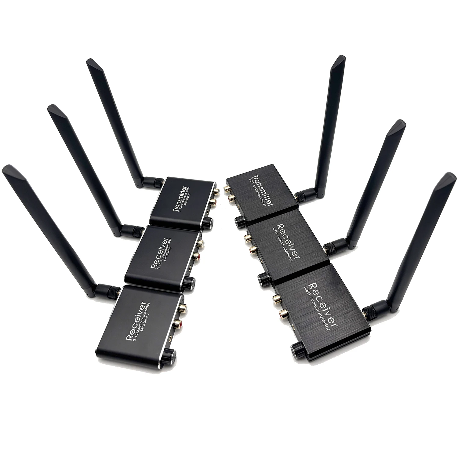 50M 2.4g 5.8G Wireless Audio Transmitter and Receiver Audio Extender Adapter W 3.5mm R/L RCA Converter for TV Box DVD PC Speaker
