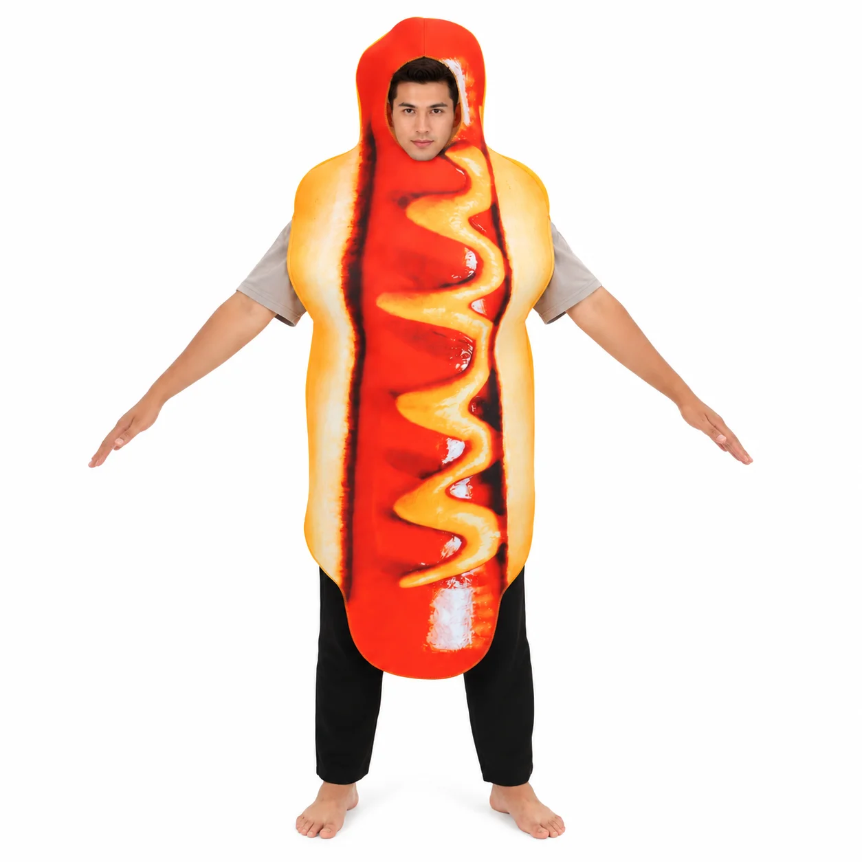 Adult  Funny 3D Print Food Sausage Hot Dog Costumes Halloween Men Women Family One-Piece Costume Carnival Food Costume view 2