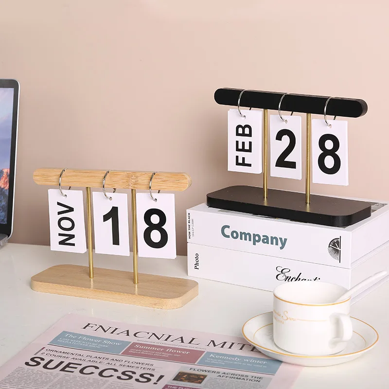 Modern Simple Wooden Calendar Flip Page Listing Perpetual Calendar Bedroom Desk Decorated With Holiday Gifts Desk Calendar