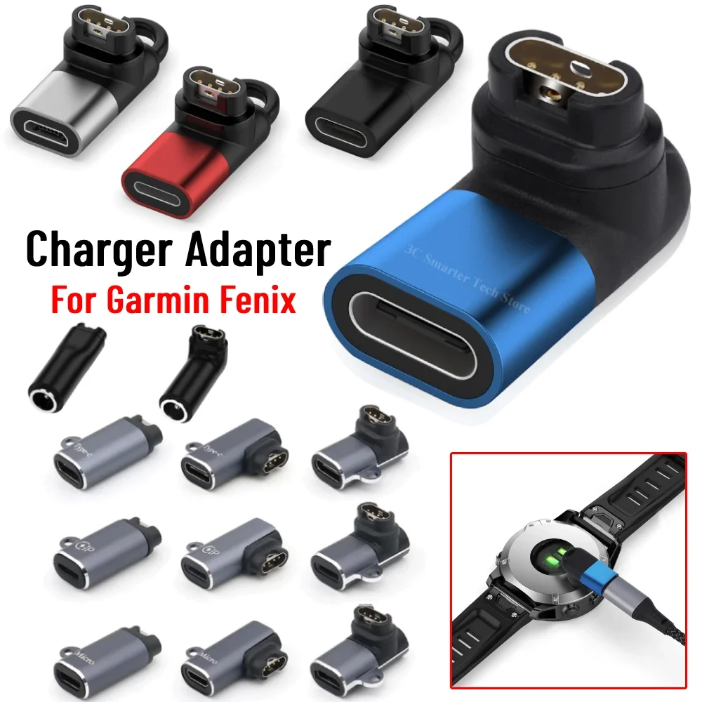 Type C/Micro USB/iOS USB Charger Adapter for Garmin Fenix 7/7S/7X/6/6S/6X/5/5S/5X Smart Watch Charging Converter Accessories