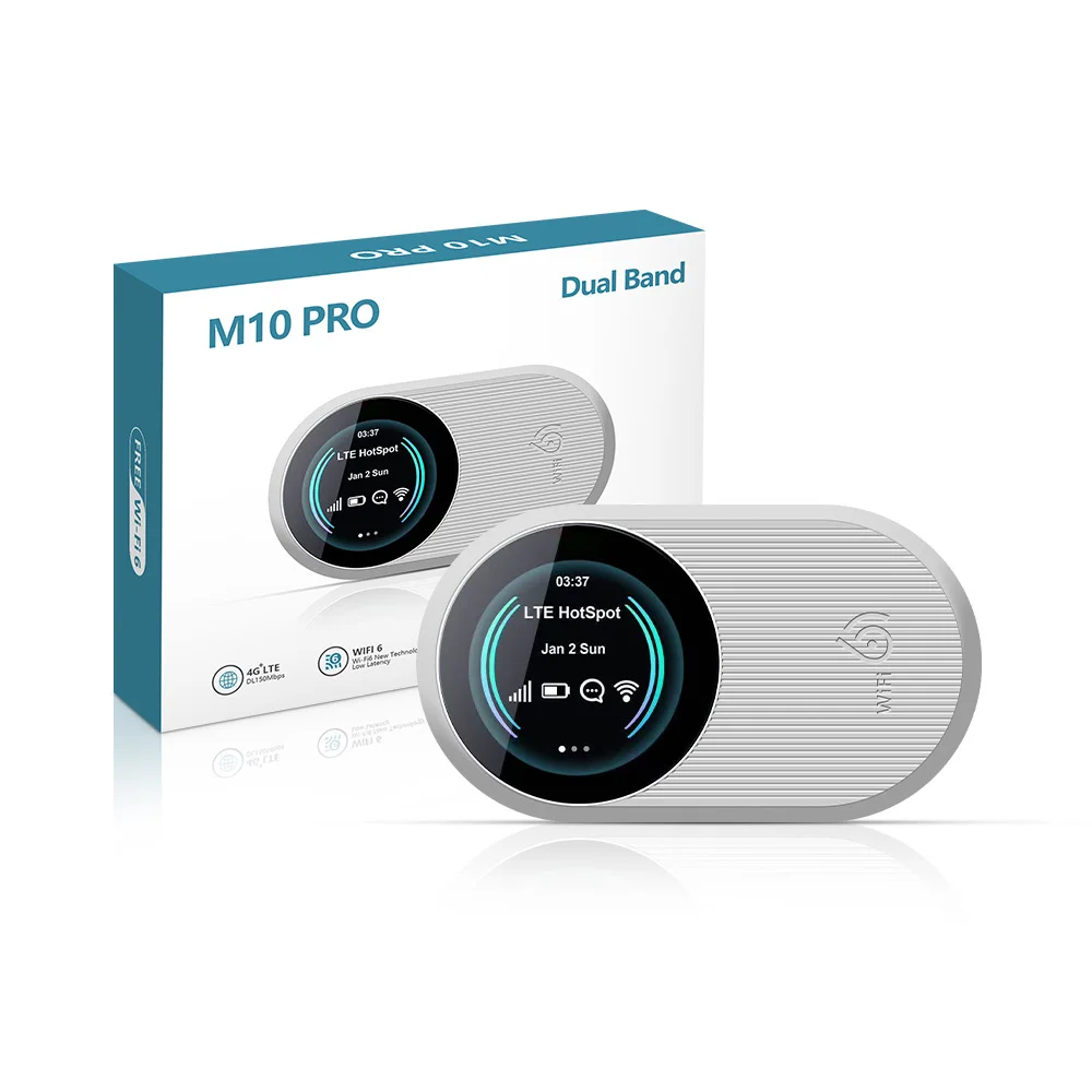 Router WiFi 6 Portátil - Hotspot Móvil de Doble Banda y 3000 mAh, WiFi de Bolsillo de 300 Mbps con Pantalla LCD, Router de Viaje para Auto y Hogar
