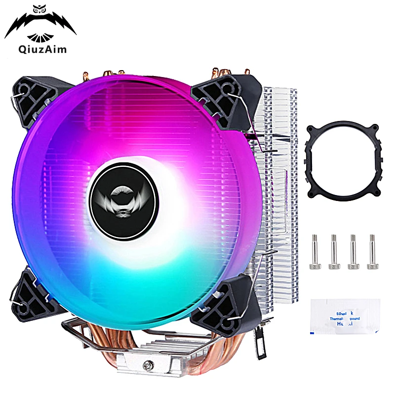 QiuzAim Case Fan Cooler X79 X99 Computer CPU Cooling 120mm Fan Air-cooled 4 Heat Pipe Installing LGA2011 e5 2099 AMD AM3 AM4 AMD