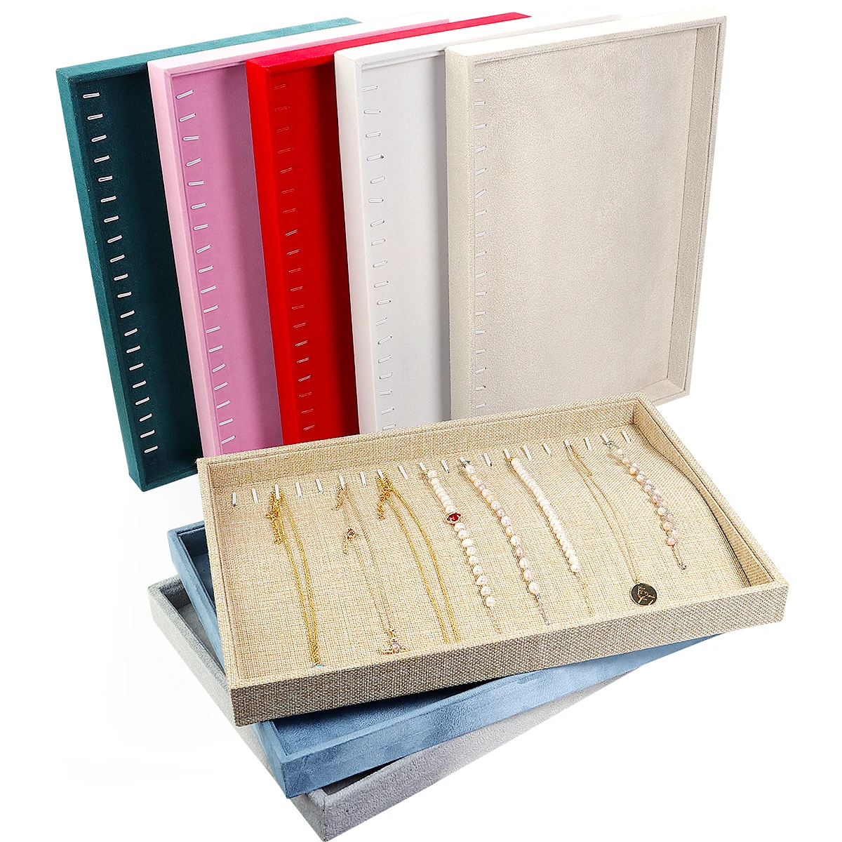 1 قطعة قلادة ملونة صينية العرض مجوهرات قلادة سوار عرض أدوات التخزين لعرض المجوهرات التصوير الدعائم