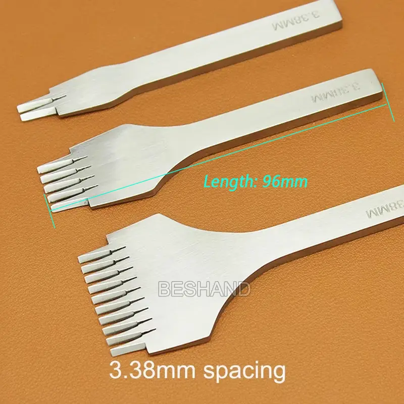 Leather Craft Punches Tool Set Pricking Iron French Chisel with Polished Prongs 2.7/3.0/3.38/3.85mm for Punching Stitching Holes - Image 16