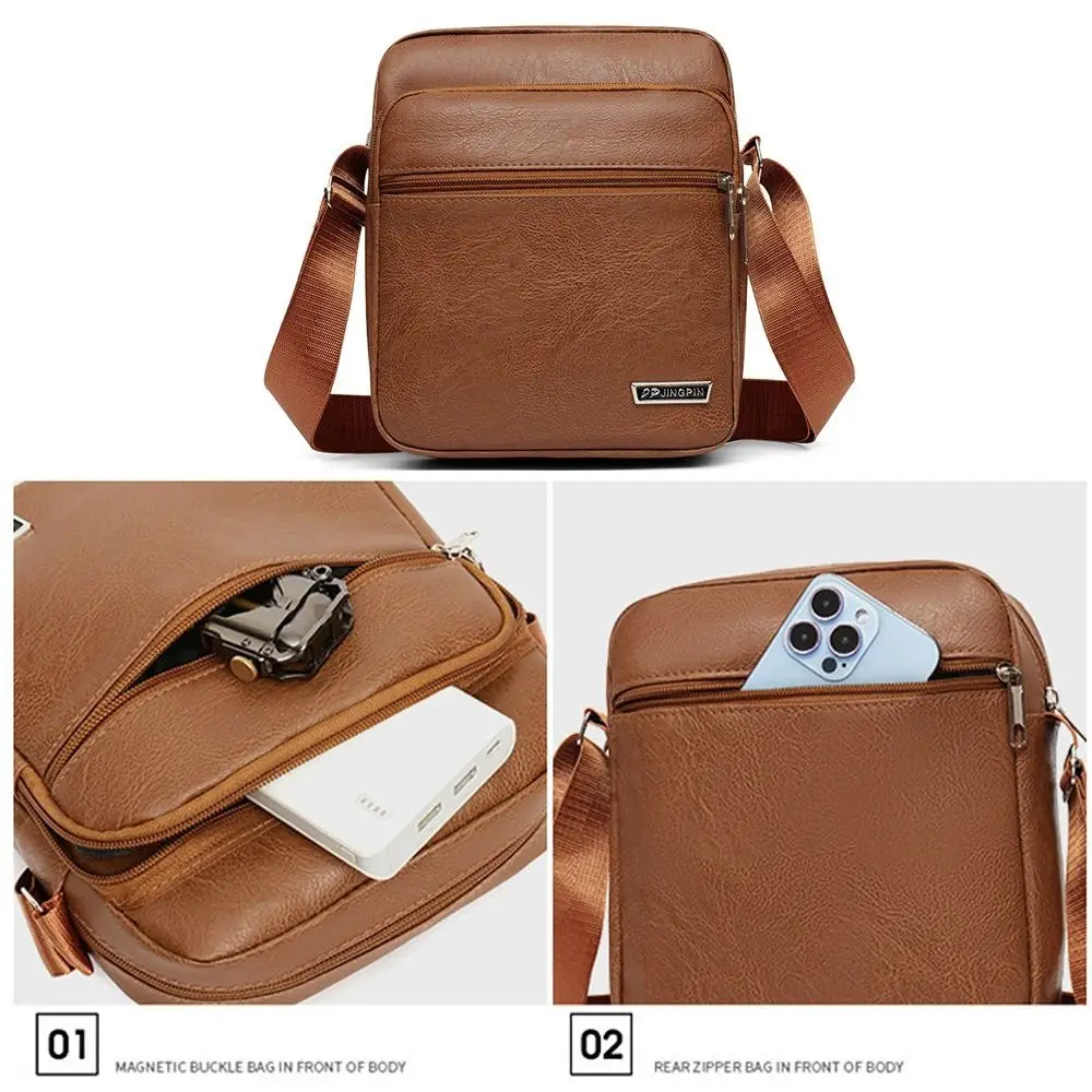 متعددة الوظائف بو الجلود الرجال حقيبة كتف مقاوم للماء سعة كبيرة حقيبة كروسبودي أسود براون حقيبة ظهر واحدة الرجال النساء