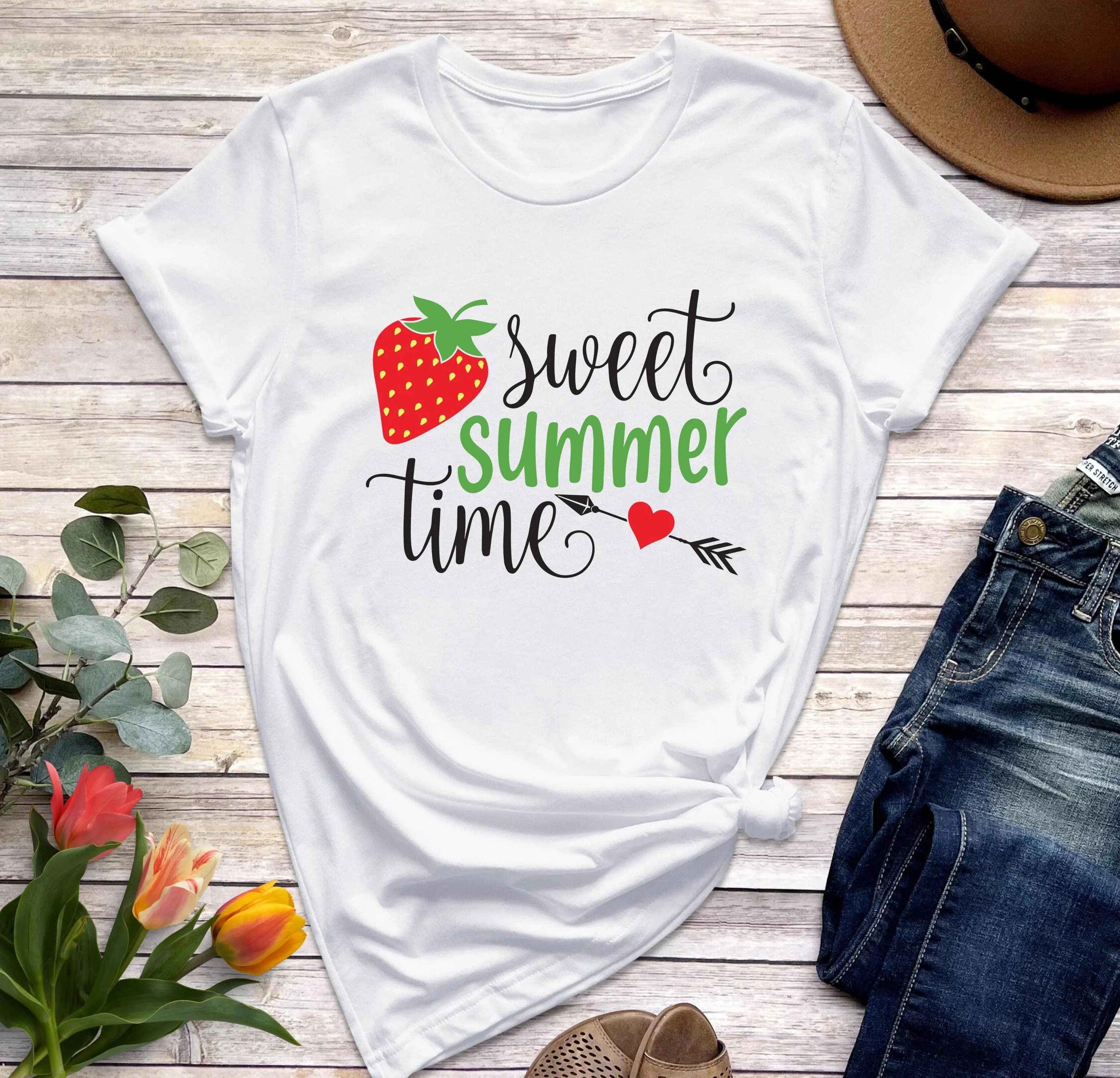 Sweet Summer Time Strawberry T Shirt Hello Perfect For Garden Lovers Festival