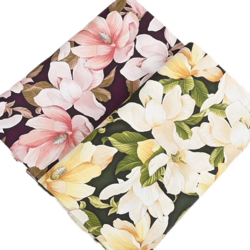 Half Yard Plain National Wind Big Flower Print 100% Cotton Fabric For Handmade DIY Garment Dress Scarf Headcloth Telas CR-1514