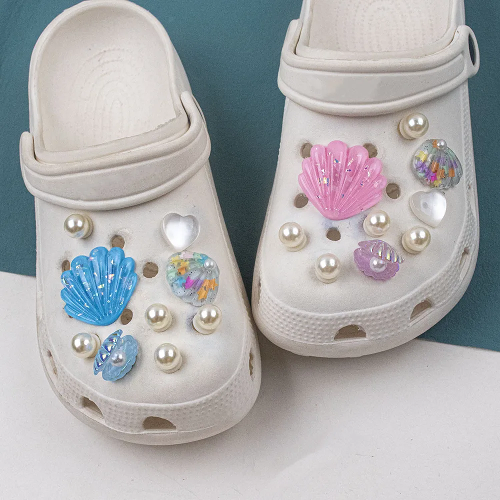 Summer Ocean World Hole Shoe Charms Decorations Starfish Shells Flower Pearl Shoes Buckle DIY 3D Hole Shoe Accessories