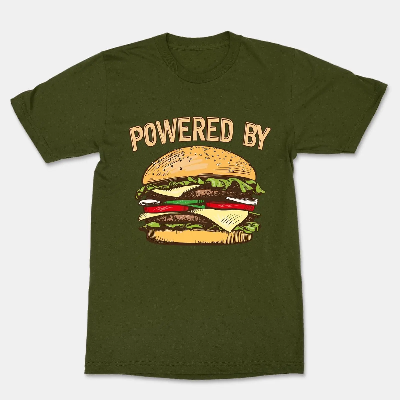 Powered by Beef Burger Fast Food Lover Unisex Funny Hamburger Graphic T-Shirt