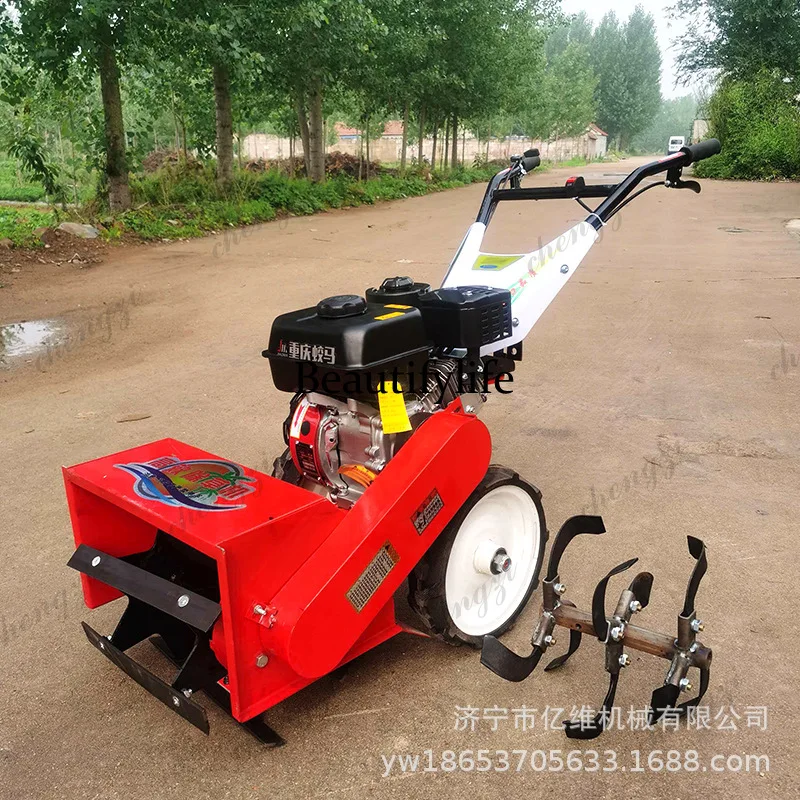 

A81 four-wheel drive weeding, soil loosening and trenching machine household hand-pushed weeding multi-functional rotary tiller