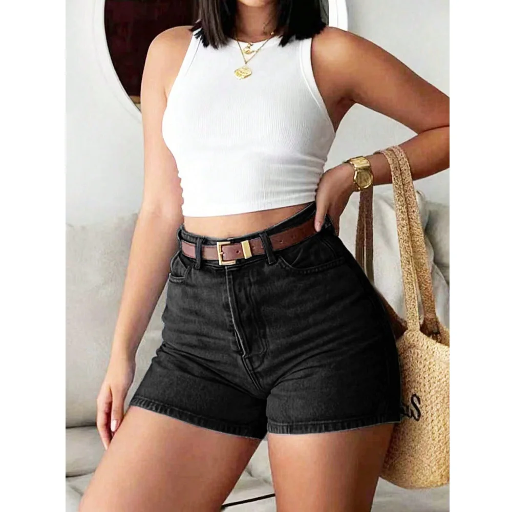Women Summer Denim Shorts High Waist Retro Slim Skinny Stretch Jean Hot Short Pants for Ladies view 5