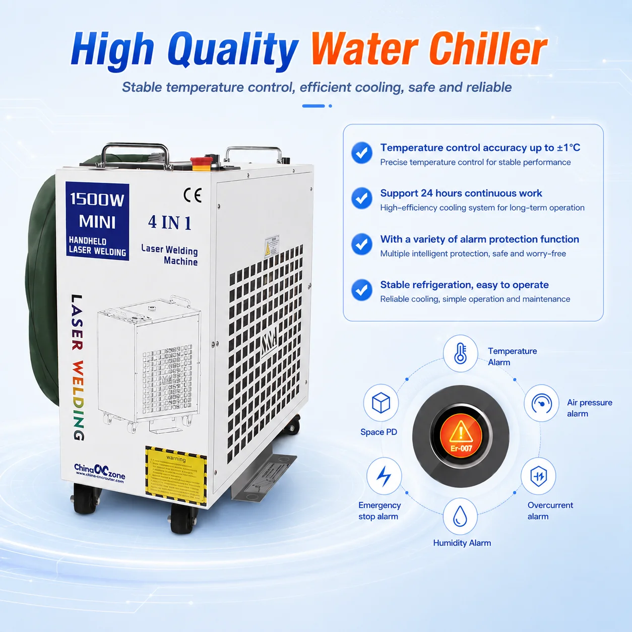 1500W 4-in-1 Handheld Fiber Laser Welding Machine with SUP 23T Gun Fiber Laser Welder Cutter Cleaner for Metal Welding Cutting Cleaning