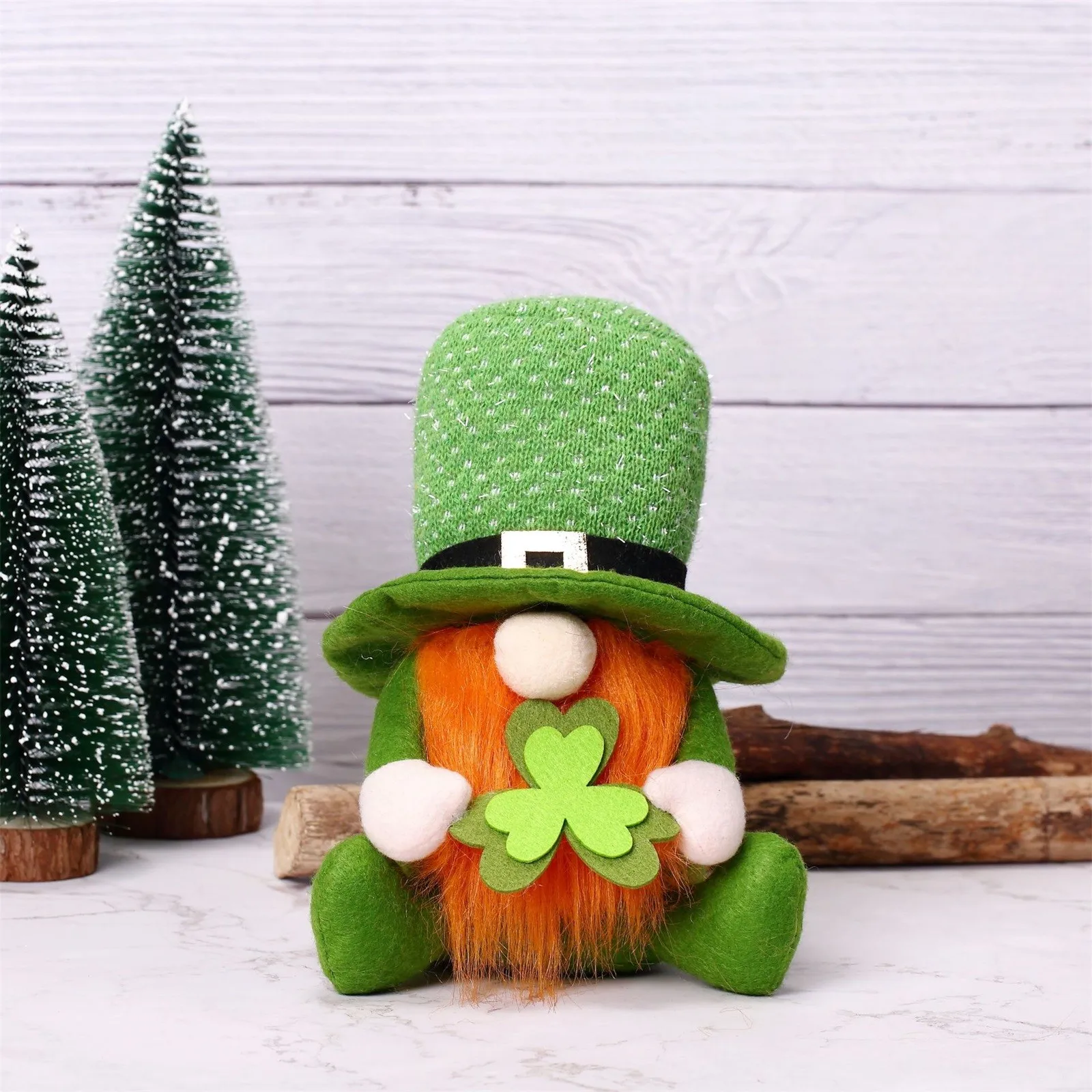 St Patrick‘s Day Green Irish Gnome Handmade Gnome Plush Standing Figurine For Spring Elf Doll Home Holiday Decoration Ornaments