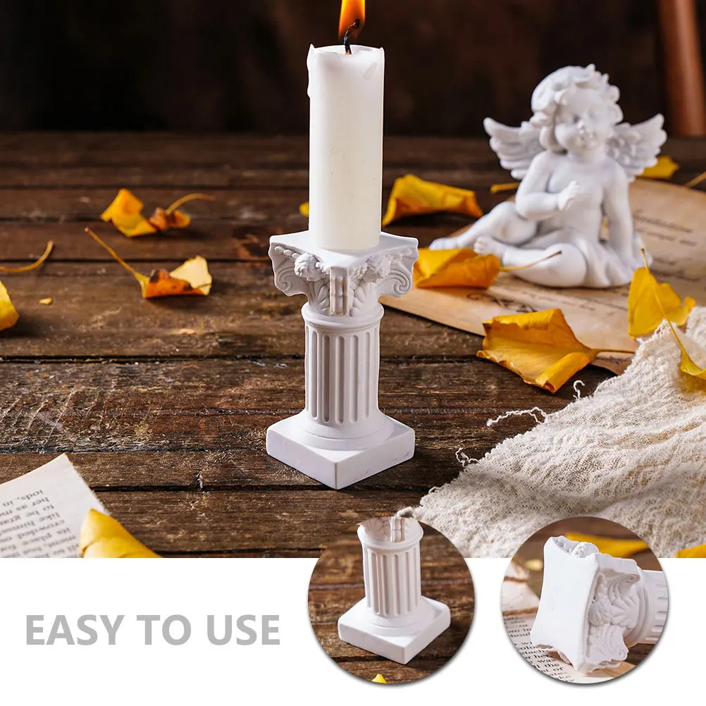 

2Pcs Holder Decor Roman Column Resin Pillar Tabletop Desktop Ornament for Home Holiday Party Decoration