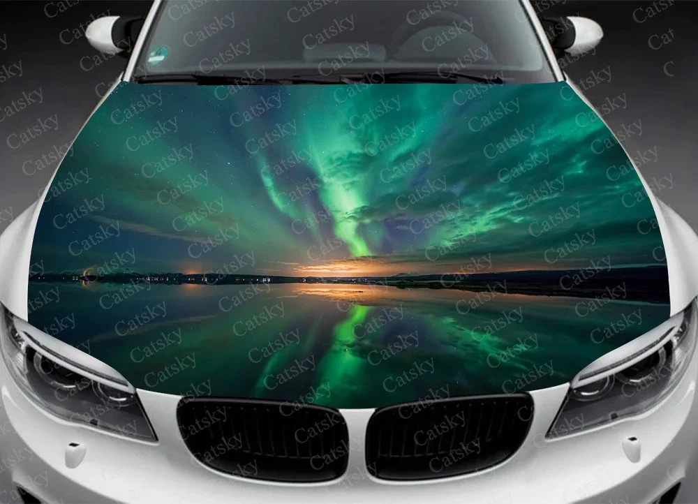 Beautiful Aurora Borealis Car Hood Vinyl Stickers Wrap Vinyl Film Engine Cover Decals Sticker Car Auto Accessories