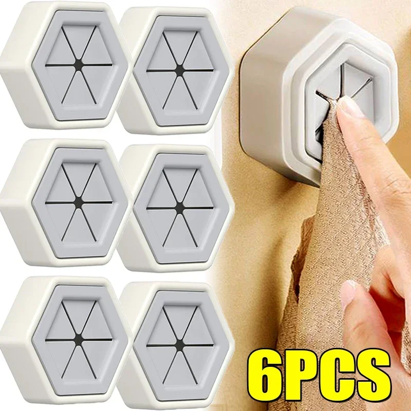 1-6pcs Self-Adhesive Towel Plug Holder Wall Mounted Towel Hooks Storage Rack Kitchen Dishcloth Rag Holders Bathroom Organizers