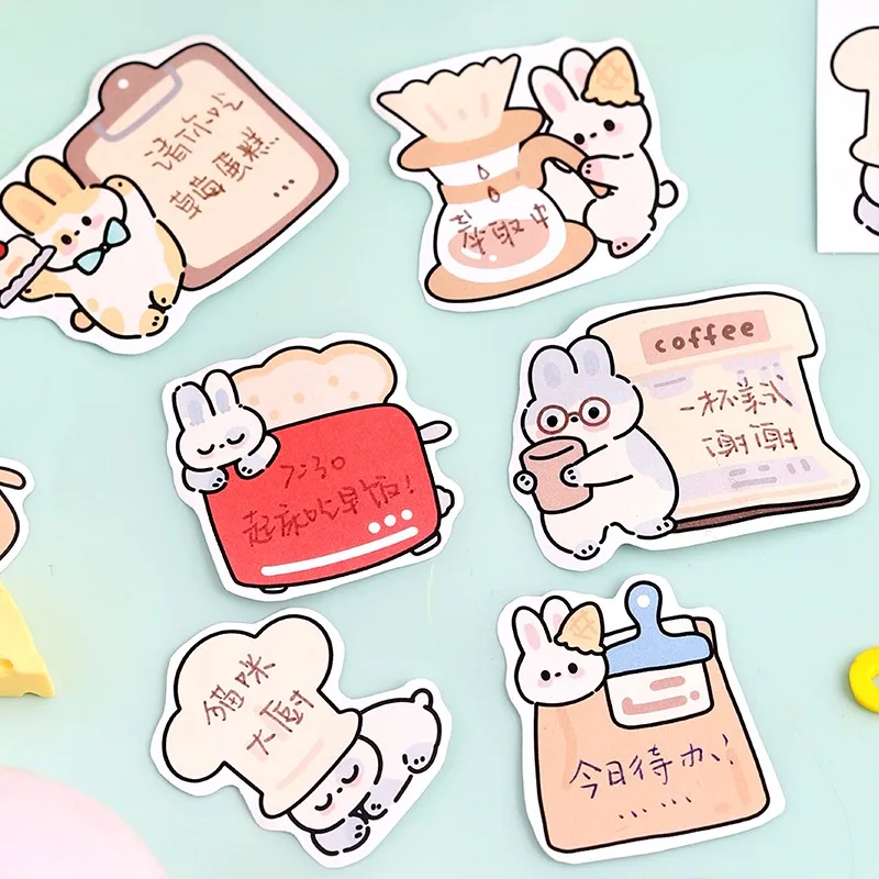 Mr. Paper 4 Style Cute Cartoon Rabbit Writing Tape Notes messaggi tag adesivi cancelleria Kawaii