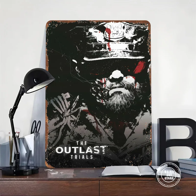 The Outlast Trials Game Poster Customized Vintage Metal Signs Wall Art Retro Tin Plaque for Modern Home Decoration Luxury House