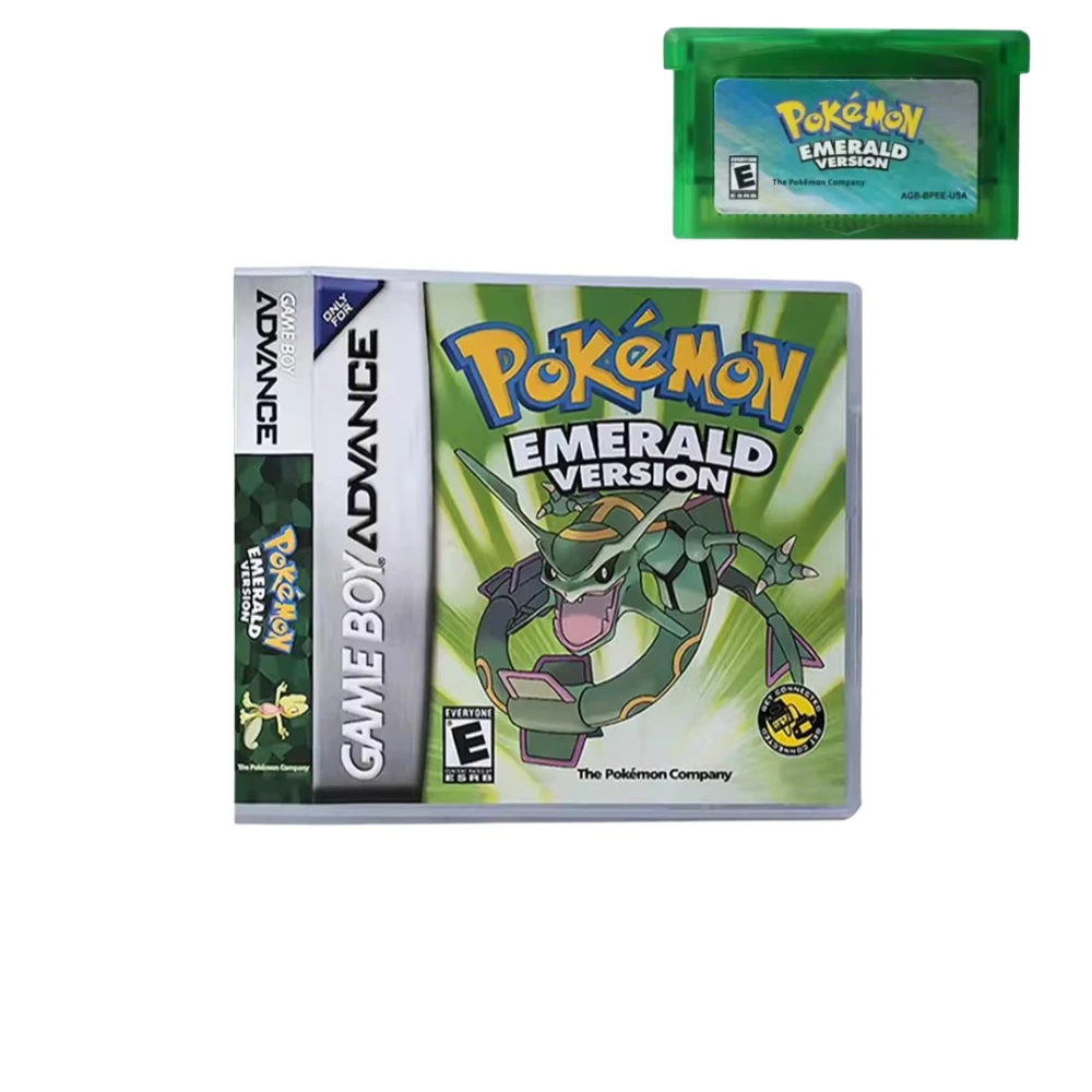 USA Pokémon 32 Bit Video GBA Game Card Bundle English Version Ruby Sapphire Emerald FireRed LeafGreen Game Boy Advance Cartridge