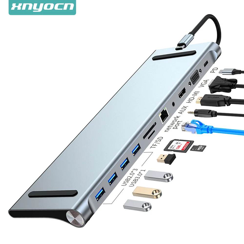 doca e divisor usb tipo c adaptador multiporta 4k compativel com hdmi rj45 sd tf vga pd para macbook ipad laptop em em em em 11 em 1 01