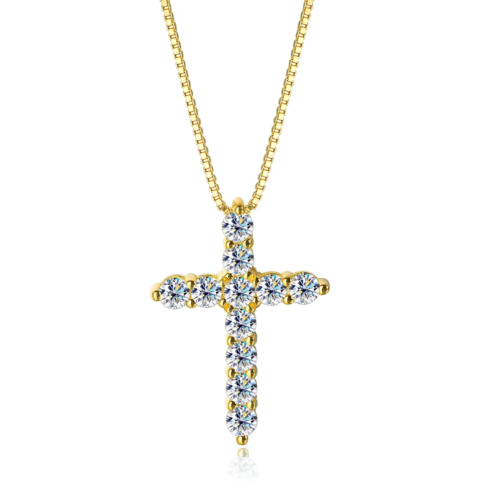 3-5mm D Color Black Moissanite Cross Necklace For Women Men Original S925 Silver Pendant Box Chain Jesus Jewelry GRA Certificate