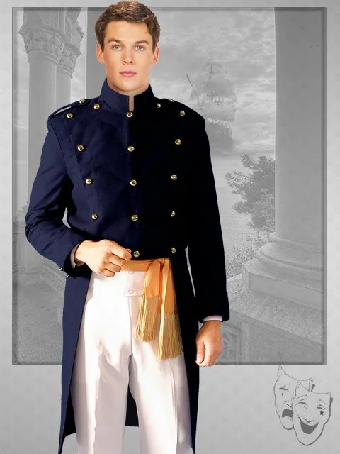 Cosplaydiy Navy Hussar Military Jacket Costume Civil War Officer Costume 1700s Men's squared tail Uniform with mandarin collar