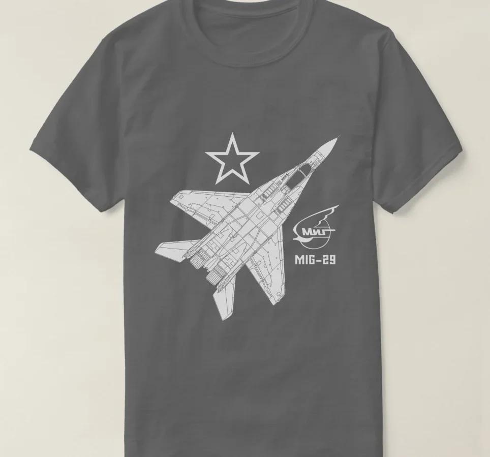 Russian Aerospace Force MiG-29 Fulcrum Fighter T-Shirt 100% Cotton O-Neck Summer Short Sleeve Casual Mens T-shirt Size S-3XL