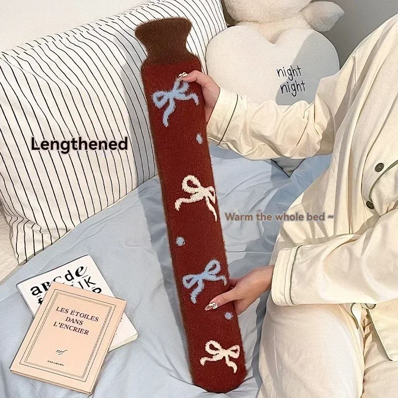 75x10.5cm Long Hot Water Bottles Bag Cute Removable Cover Extra Long Rubber Hot Water Bottle Waist Hand Foot Warmer