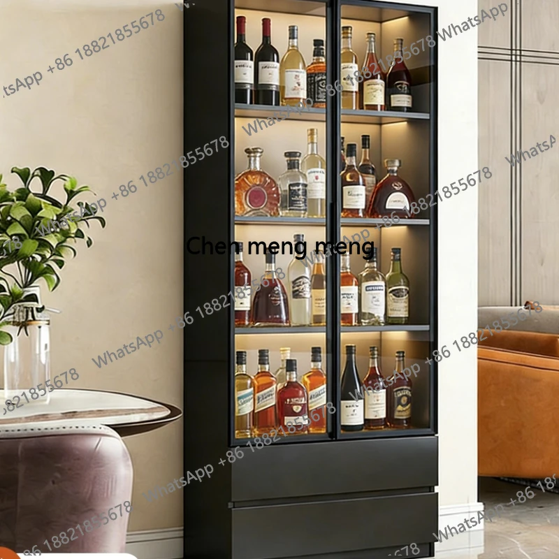 Glass Wrought Wine Cabinet Against Modern Simple Living Room Wine Cabinet Home Light Luxury Bar Furniture Barschrank