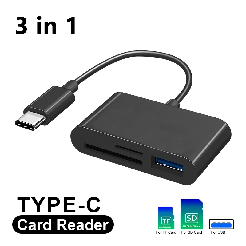 3 in 1 Type C Adapter TF CF SD Memory Card Reader USB C Card Adapter For Macbook Huawei Samsung Xiaomi OTG Writer Compact Flash