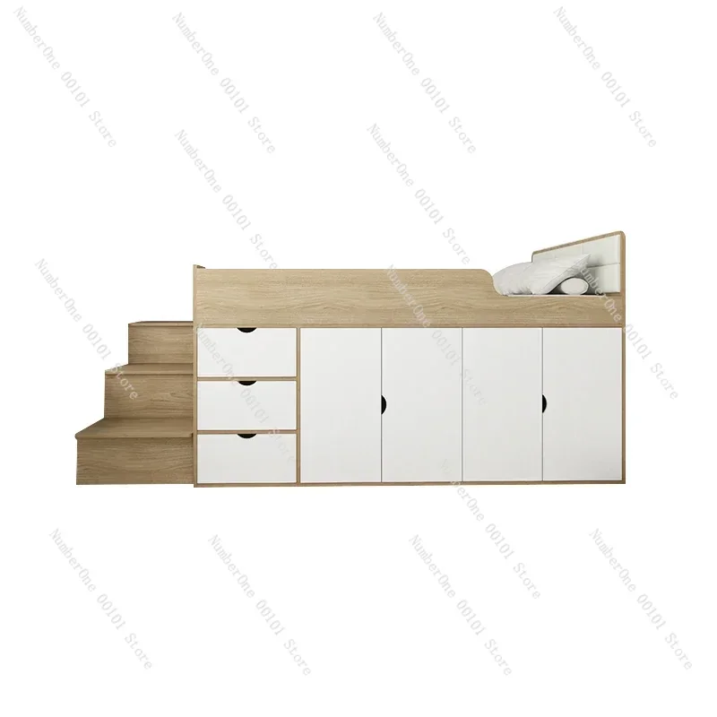 

Customized children's half-height bed single multi-functional storage solid wood storage bed small apartment wardrobe integrated