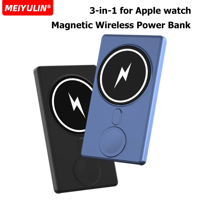 3in1 Wireless Power Bank For Apple Watch iPhone Magnetic Fast Charging Ultra-thin External Spare Battery For Xiaomi Samsung