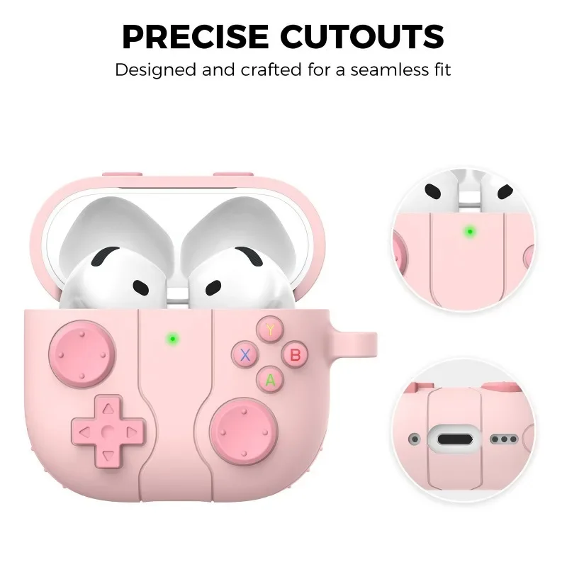 2024 New For Airpods 4 Liquid silicone Case 3D games Button design console Advanced protective case Anti fall with keychain