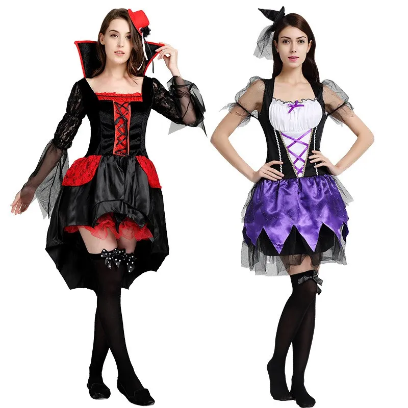 Halloween  Costumes for Kids And Girls Elegant Gothic Outfit Children's Party Wear Traditional Ethnic Stage Costume