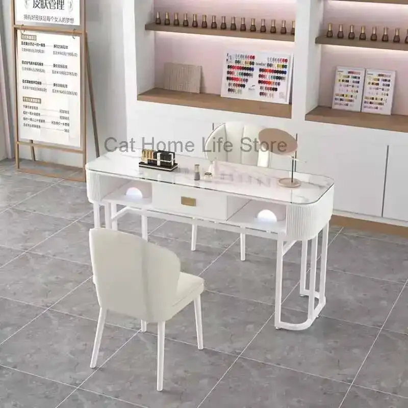 مجموعة أثاث ركن صالون تجميل الأظافر طاولات مانيكير يابانية احترافية لجامع الغبار أريدو EstetistaDesk Por #5