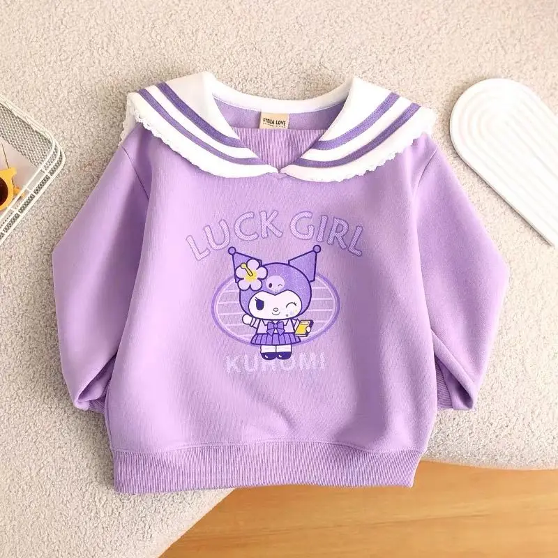 Sweat-shirt dessin animé Sanrioed pour enfants, My Melody Cinnamoroll, pull mignon en Y, vêtements pour filles, automne, hiver