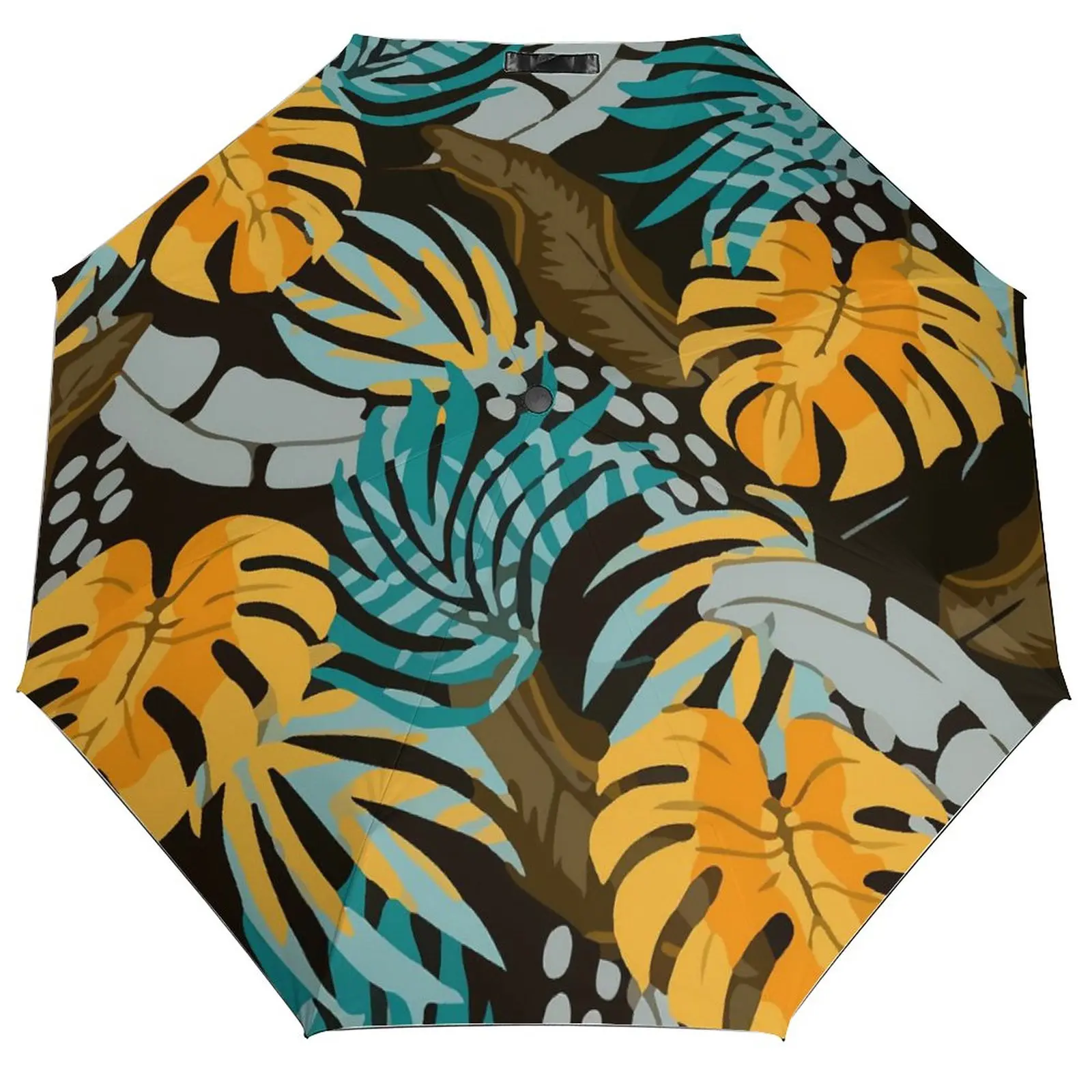 

Зонт для ветрового стекла с красивыми растениями, компактный Автоматический аксессуар с желтыми и синими листьями