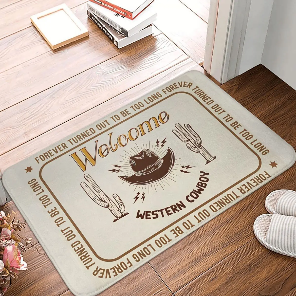 American Western Cowboy Bath Mat Retro Protective Toilet Pad for Shower Home Entrance Anti-Slip Foot Mat Custom Bathroom Carpet