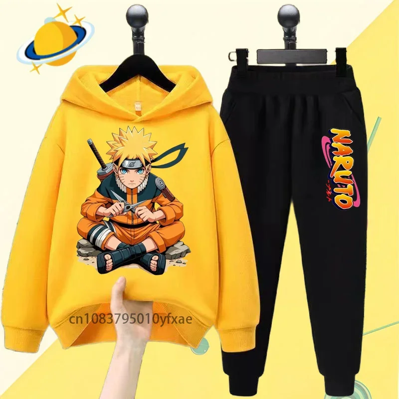 Naruto Ninju anime zestaw bluz z kapturem dla dzieci nadruk kreskówkowy jesienno-zimowa bluza z długimi rękawami chłopcy i dziewczęta fajny swobodny