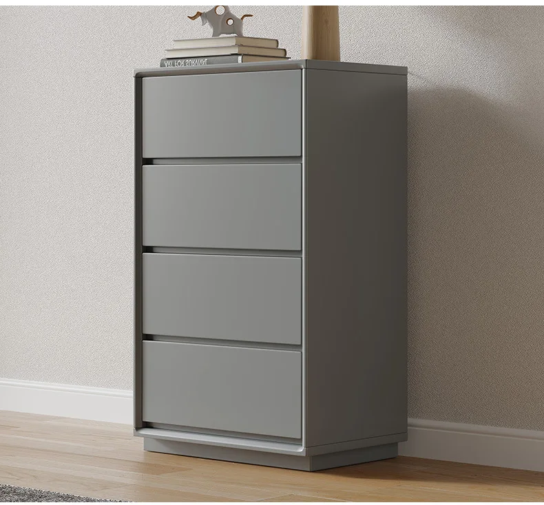 Minimalist solid wood four-chest cabinet modern living room dining side locker