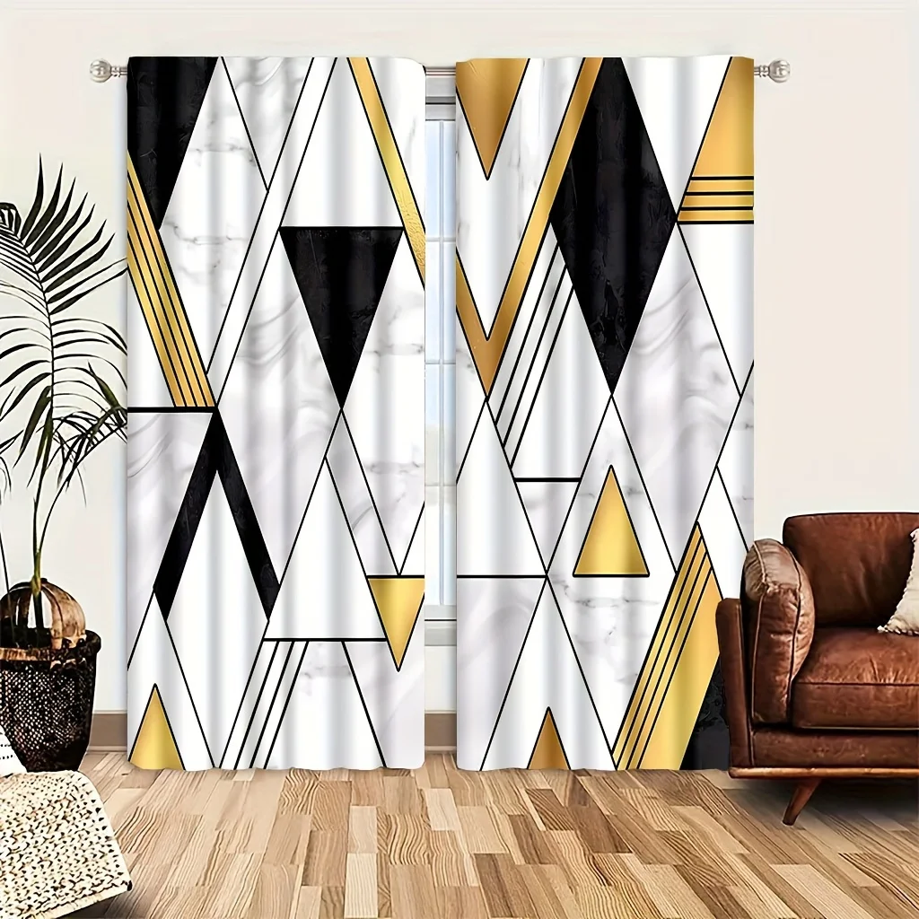 

2 panels Modern Geometric Abstract Curtains for Bedroom Living Room Floor-to-ceiling Windows Kitchen Blinds Windows Rod Pocket