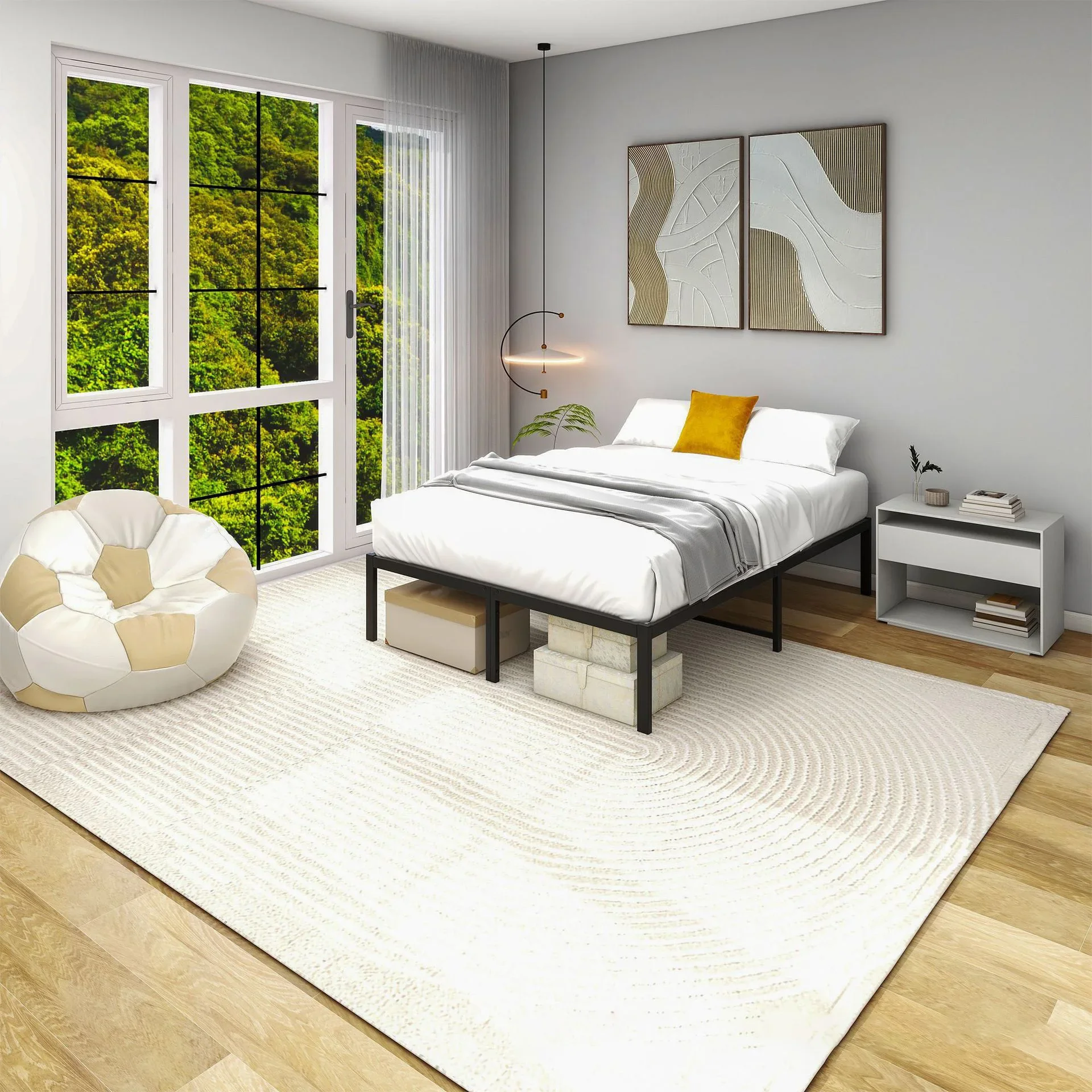 2026 Superventas Moderna Base de Cama Metálica de Acero al Carbono Negro, Tamaños Matrimonial, Individual, King y Queen, Plataforma Ahorradora de Espacio, Ecológica, para Hotel y Apartamento