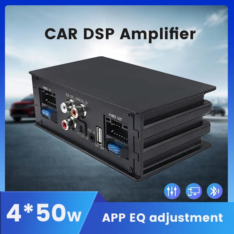 Car DSP 4*50W Power Amplifier Upgrade Digital Audio Processor for Car Radio Stereo Speaker Subwoofer Power Plug and Play