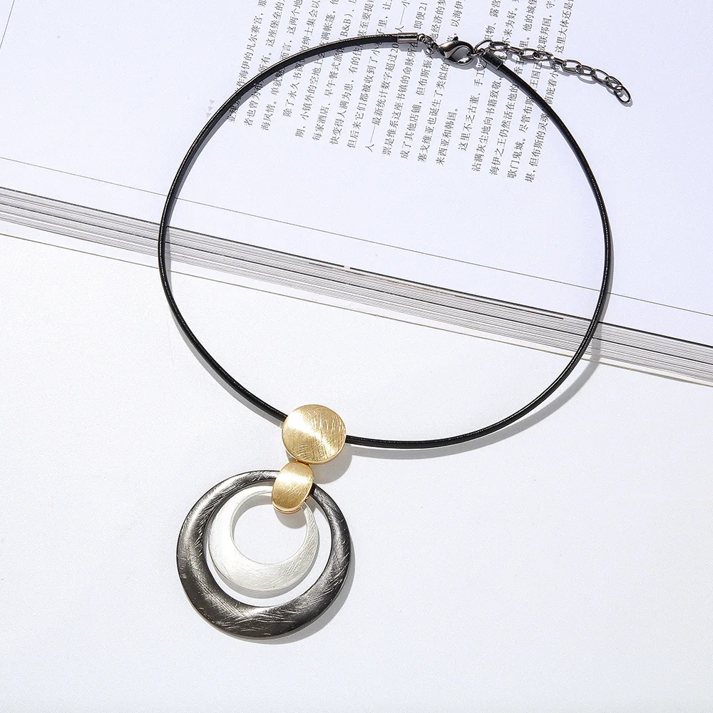 European and American fashionable round brushed short chain environmentally friendly metal short necklace