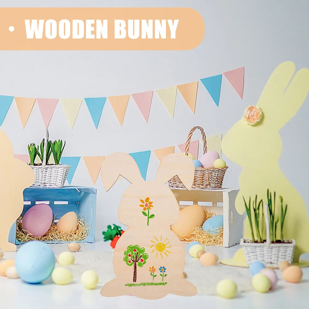 

6Pcs Easter Slices Blank Wooden Cutouts Polished Surface DIY Crafts Wedding Party Decorations Easter Bunny Cutouts