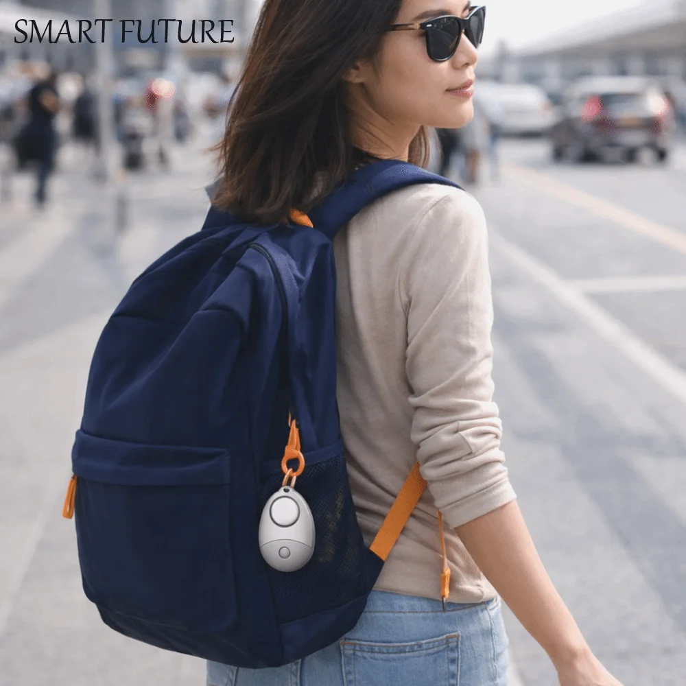 

Anti-loss Loud Siren Personal Alarm LED Flashlight 130dB Sound Security Alarm Egg-shaped Safety Alarm Girls