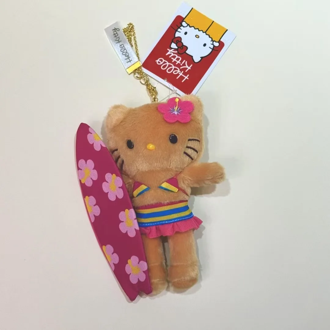 18cm Hellokitty Cartoon Anime Doll Keychain Cute Long Legs 50th Anniversary Katie Cat Skateboard Plush Pendant