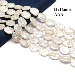 14x16mm AAA White Fashion Natural Freshwater Pearl Oval Baroque Button Bead Jewelry Make DIY Necklace Bracelet Accessories Gift
