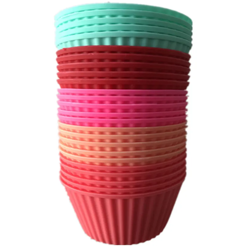 Wholesale Round 7cm Silicone Muffin Cup Cake Jelly Pudding Mold Reusable 167